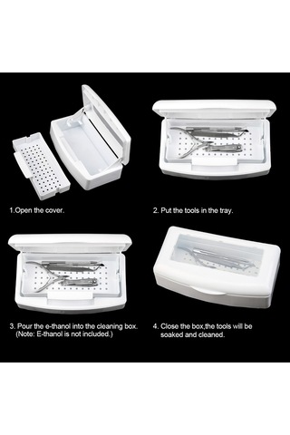 Mufunye Plastik Manikür Aletleri Dezenfeksiyon Kutusu - Otomatik Kaldırılan Tabak, Şeffaf Kapak, Taşınabilir Temizlik Gereci