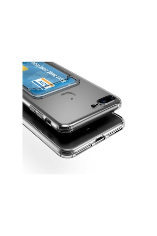 Zore Apple Uyumlu iPhone 8 Kılıf Kartlıklı Şeffaf Setra Clear Silikon Kapak - Renksiz Renksiz