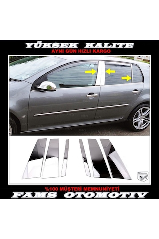 Vw Golf 5 Hb Krom Kapı Direk Seti 6 Prç P.Çelik 2003-2009 Arası