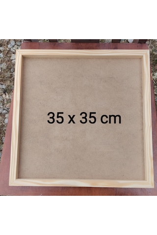 35x35cm Ham Ahşap Çerçeveli Pano Camsız - Arkalık Sabit