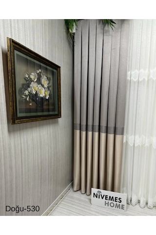Nivemeshome Doğu Vizon Ft671536 V-530 1/3 Sık Pileli Fon Perde Apm