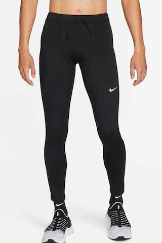 Nike Power Dri-fit Challenger Reflektörlü Tam Buhar Bariyeri Cepli Siyah Erkek Tayt Siyah