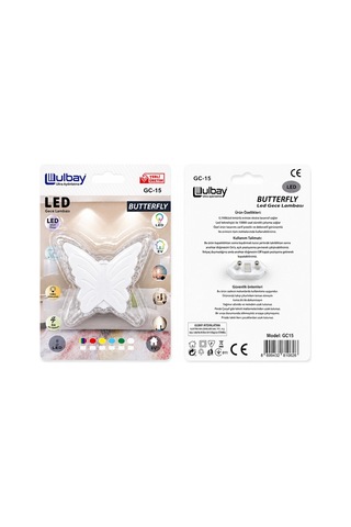 10 Adet Kelebek Led Gece Lambası Gc-15 5468 Renkli