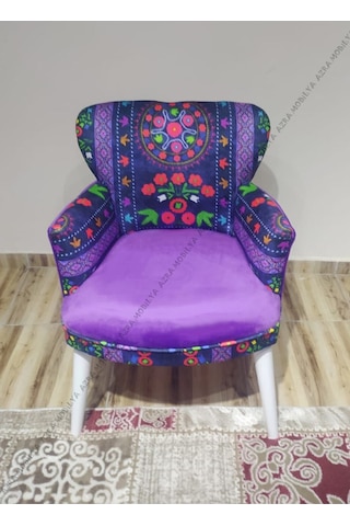 Azra Mobilya Çay Seti Oturma Grubu Oturma Takımı Koltuk Takımı Ahşap Mobilya Takımı Balkon Bahçe Mobilyası Etnik Desen Mor