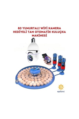80 Yumurta Kapasiteli Tam Otomatik Çiftlik Kuluçka Makinesi Wifi Ampul Kamera Hediyeli Mz-80 Najmaddin