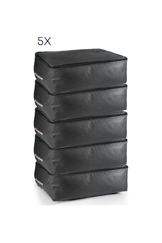 5'li Set 53x44x20 Cm Home Organizer Çekyat & Baza Altı Düzenleyici Hurç Siyah