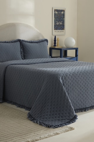 Karaca Home Viona Çift Kişilik Yatak Örtüsü Seti Mavi Mavi