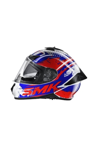 Smk Typhoon Grunge Kapalı Kask Kırmızı Mavi