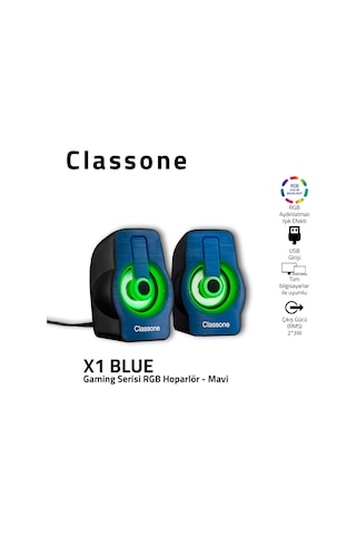 Classone X1 Black Rgb Gaming Hoparlör -Mavi