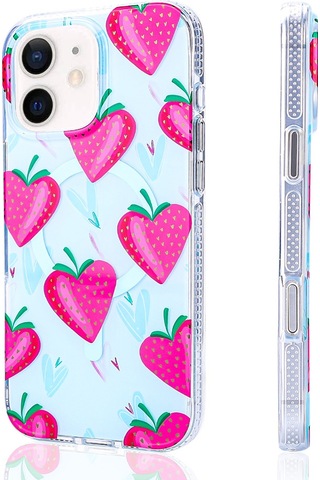 Apple Uyumlu iPhone 12 Kılıf M-safe Şarj Özellikli Zore Stilo Kapak Pembe-Mavi