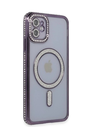 Mey İthalat Apple iPhone Uyumlu 11 - Kılıf Joke Simli Magneticsafe - Kılıf - Derin Mor Diğer