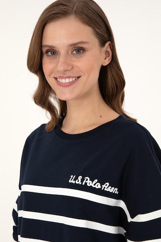 U.S. Polo Assn. Kadın Lacivert Çizgili Bisiklet Yaka Sweatshirt 50297279-VR033