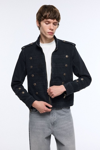 Defacto Regular Fit Dik Yaka Napolyon Fermuarlı Pamuklu Jean Ceket J1024ax26aunm40 Siyah-nm40