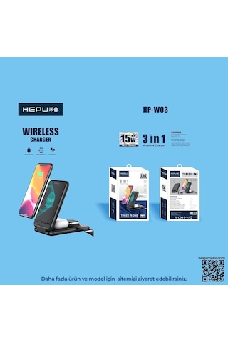 Hepu Hp-w03 3in1 Kablosuz Hızlı Şarj Standı