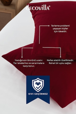 Micro Fermuarlı Yastık Alezi 50x70 Sıvı Geçirmez Kırmızı