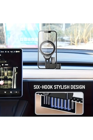 Honeybeeshop Siyah Manyetik Araç Telefon Tutucu Tesla Model 3 Model Y İçin Cep Telefonu Desteği Evrensel