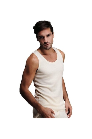 Hasyün Erkek Interlok Yün Atlet Kolsuz Bisiklet Yaka Woolmark Ser