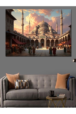 İstanbul Sultanahmet Meydanı Ve İnsanlar Dekoratif Kanvas - Mdf Ahşap Tablo