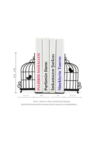 Kuş Kafesi Figürlü Dekoratif Metal Kitap Tutucu Kitap Desteği