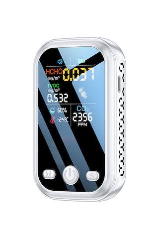 Suofeng Taşınabilir Hava Kalitesi Monitörü - Co2, Sıcaklık Ve Nem Ölçer, Ev Ve Ofis İçin Kompakt Test Cihazı Beyaz