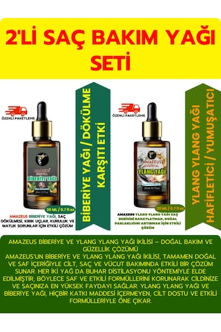 Amazeus Biberiye Yağı 20 Ml, Ylang Yağı 20 Ml İkilisi-%100 Saf Ve Doğal Uçucu Yağlar Bakım Seti 2x20 Ml