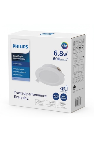 Philips 6.8w 600 Lumen 3000k Sarı Işık Kesim Çapı 9mm Dış Çapı 150mm