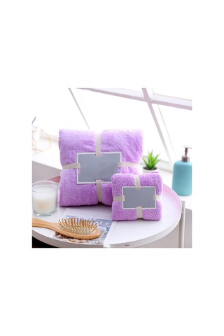 Kosona Mor Koral Fleece Banyo Seti Yıkama Havlu + El Havlu - Yumuşak, Dayanıklı Ve Çok Amaçlı Kullanım Diğer