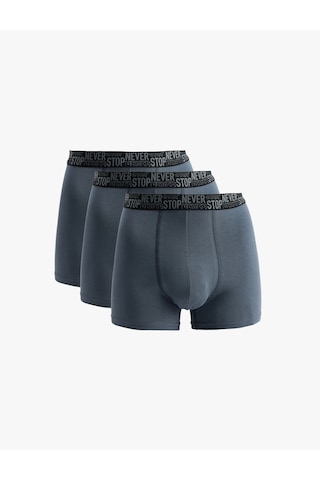 Koton Regular Fit Baskılı Bel Detaylı Pamuklu 3'lü Boxer Seti Antrasit 6slm90034mk