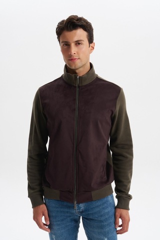 AR-MA Arma Erkek Regular Fit Selanik Kumaş Dik Yaka Fleto Cepli Basic Sweatshirt Kazak K30324698502 Haki