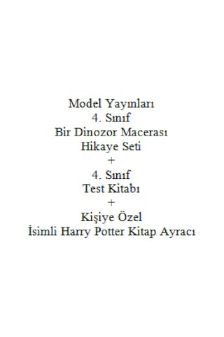4. Sınıf Hikaye Kitabı Seti Model Yayınları Bir Dinozor Macerası + 4. Sınıf Test Kitabı + Kişiye Özel İsimli Harry Potter Kitap Ayracı