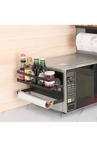 Dancemonkey Mutfak Tek Katlı Manyetik Buzdolabı Raf, Pratik Tutacağı Saklama Aksesuarı Siyah