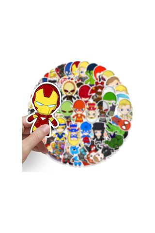 50 Adet Tekrarsız Anime Kahraman Kalite Pvc Sticker 03