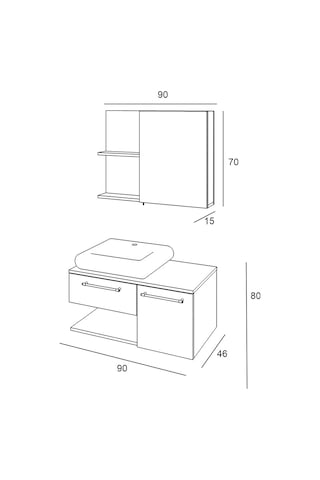 Denko Piramit 90 Cm Mdf Banyo Dolabı Takımı Çok Renkli