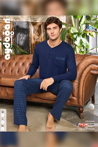 Aydoğan Erkek Aras Kışlık Termal Rahat Lacivert Pijama Takımı 0750