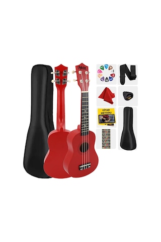 Midex UKX-901RD Kırmızı Soprano Ukulele (Askı Çanta Metod Pena)