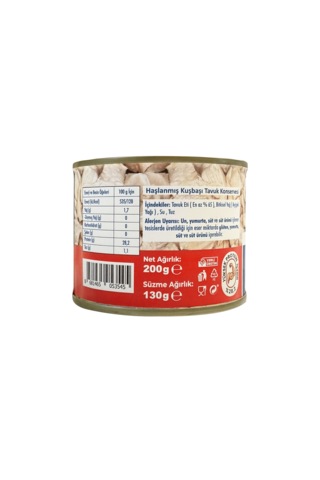 Haşlanmış Kuşbaşı Tavuk Konservesi 3 Adet, 200 Gr Yüksek Proteinli, Yemeye Hazır