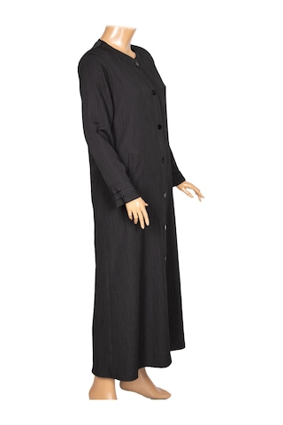 Hesna Kadın Luna Büyük Beden Kırışık Efektli Çıtçıtlı Siyah Pardesü Siyah