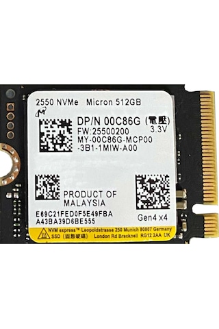 Micron 2550 512gb 22x30 M.2 Nvme SSD