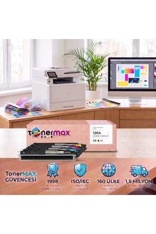Hp Laserjet Pro Cp1025nw Uyumlu Toner Seti Çipli 126a Cmyk 4 Renk