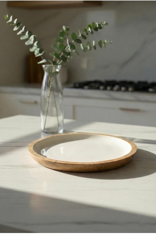 Mango Agacı Pasta Tabağı & Sunum Tabağı 20 Cm Krem Çok Renkli