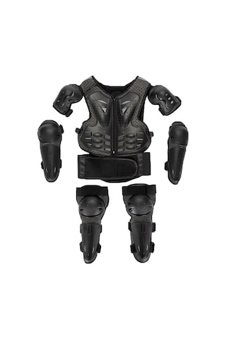 Suntek Çocuklar İçin Motosiklet Zırh Takım Diz Dirsek Göğüs Sırt Koruyucu Pedleri Siyah