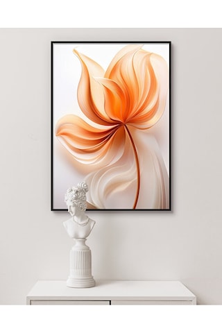 Tablo Ahşap Çerçeveli Tablo Çerçeveli Poster Turuncu Çiçek , Çiçek Temalı Tablo