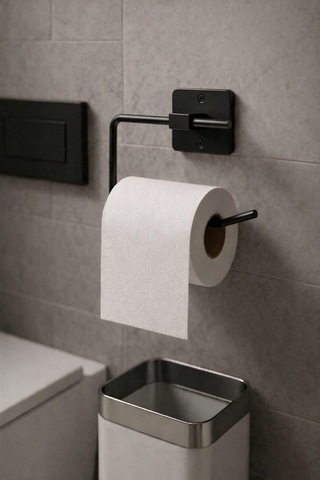 Kare Yapışkanlı Açık Tuvalet Kağıtlığı Wc Kağıtlık Tutucu Siyah Ks-001 Diğer