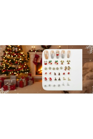 Yeni Yıl Tema Metal Tırnak Süsleme Charm Nail Art Charm Taşları Wn-509
