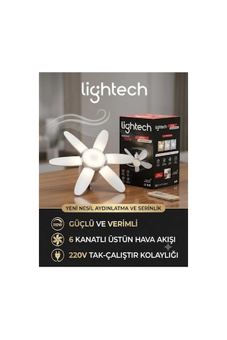 Lightech 110w Pervaneli Fanlı Led Ampul Kumandalı E27 3 Renk 6 Kanat 52cm Dim Edilebilir 1 Ad