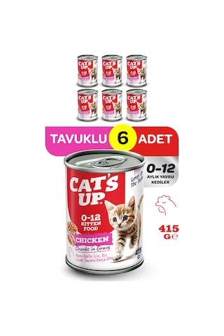 Cats Up Yaş Yavru Kedi Maması Tavuklu 415gr 6lı