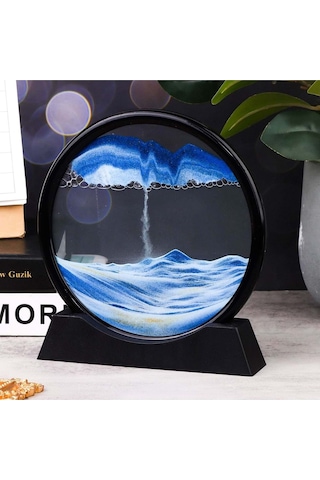 Plentiful Hareketli 3d Kum Saati 30cm Büyük Boy Mavi Yuvarlak 12inch Cam Dekoratif Sanatsal Rahatlatıcı