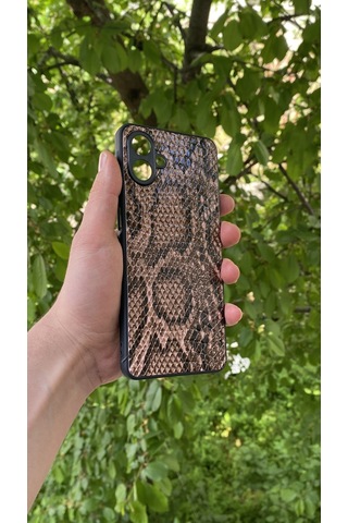 Samsung Uyumlu Galaxy A07 Yılan Desenli Kabartma Dokulu Kılıf Açık Kiremit