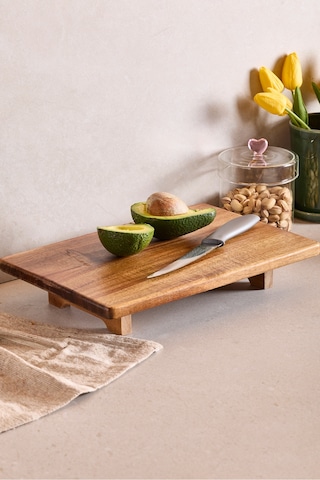 Akasya Dikdörtgen Ayaklı Doğrama Tahtası 33x22 Cm Kahverengı Kahverengi