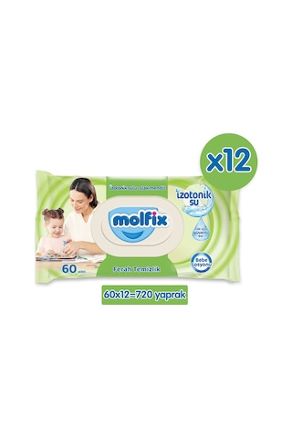 Molfix İzotonik Sulu Islak Mendil Ferah Temizlik 12 x 60'lı 720 Yaprak